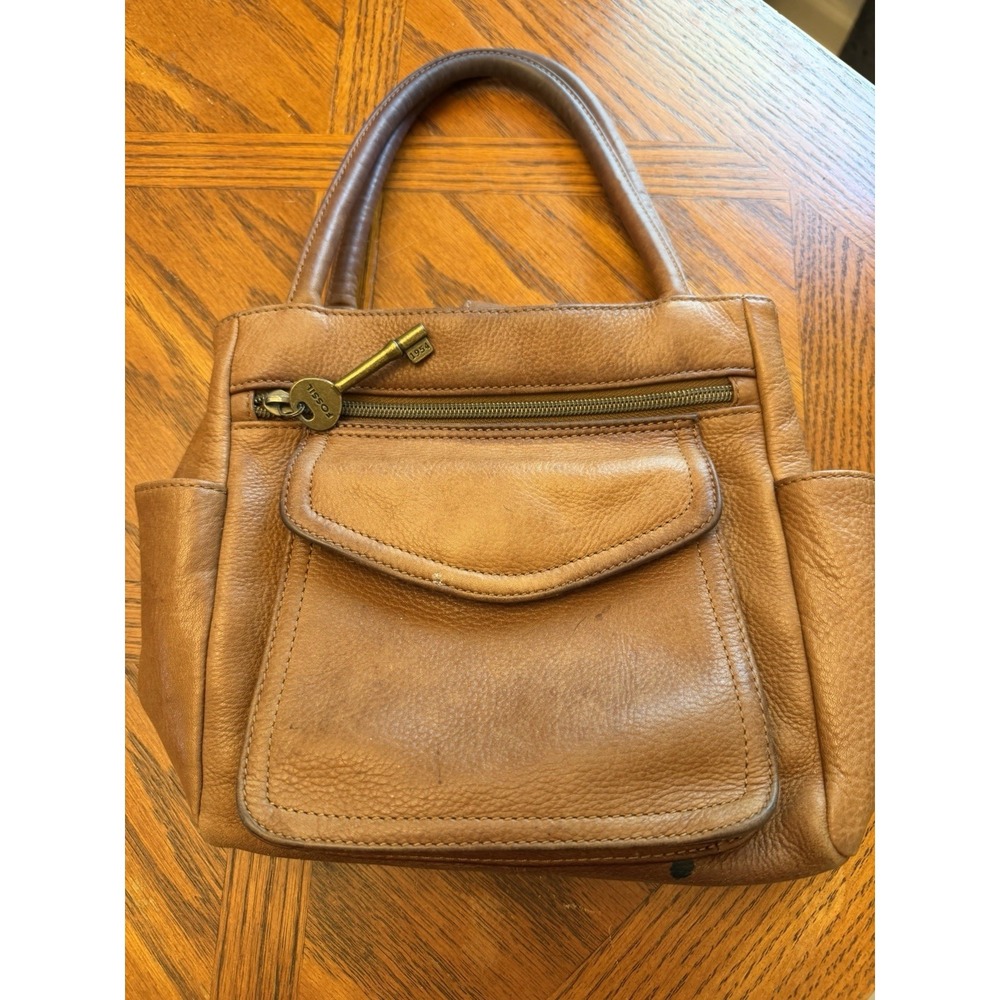 Vintage Fossil Caramel Brown Pebbled Leather Purse Shoulder Bag Crossbody #75082
